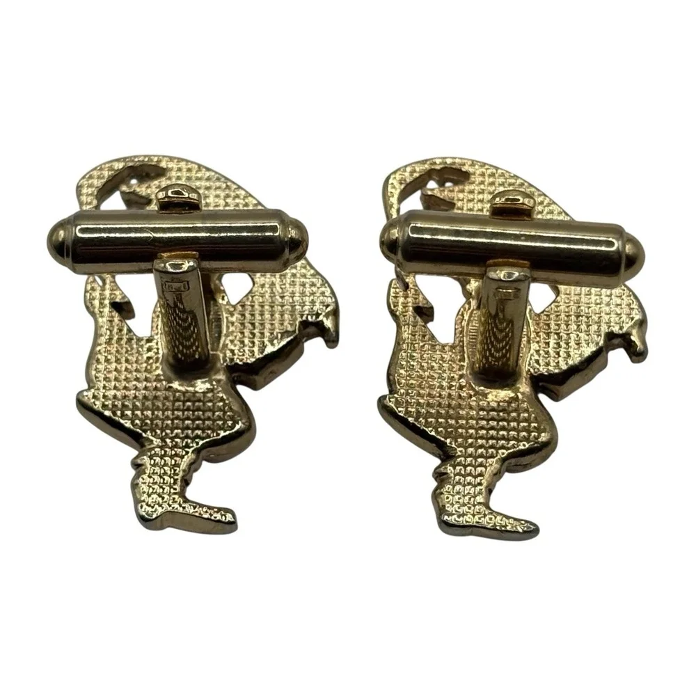 Fisherman Cufflinks by Hickok USA‎ Gold Tone Hooked Underwear Funny Nautical VTG